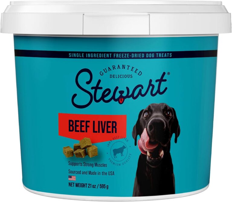 Stewart Single Ingredient Freeze Dried Raw Dog Treats, Beef Liver, 21 Ounce Resealable Tub, Training Treats or Meal Topper Dogs, High Protein, Grain Free, Gluten Free