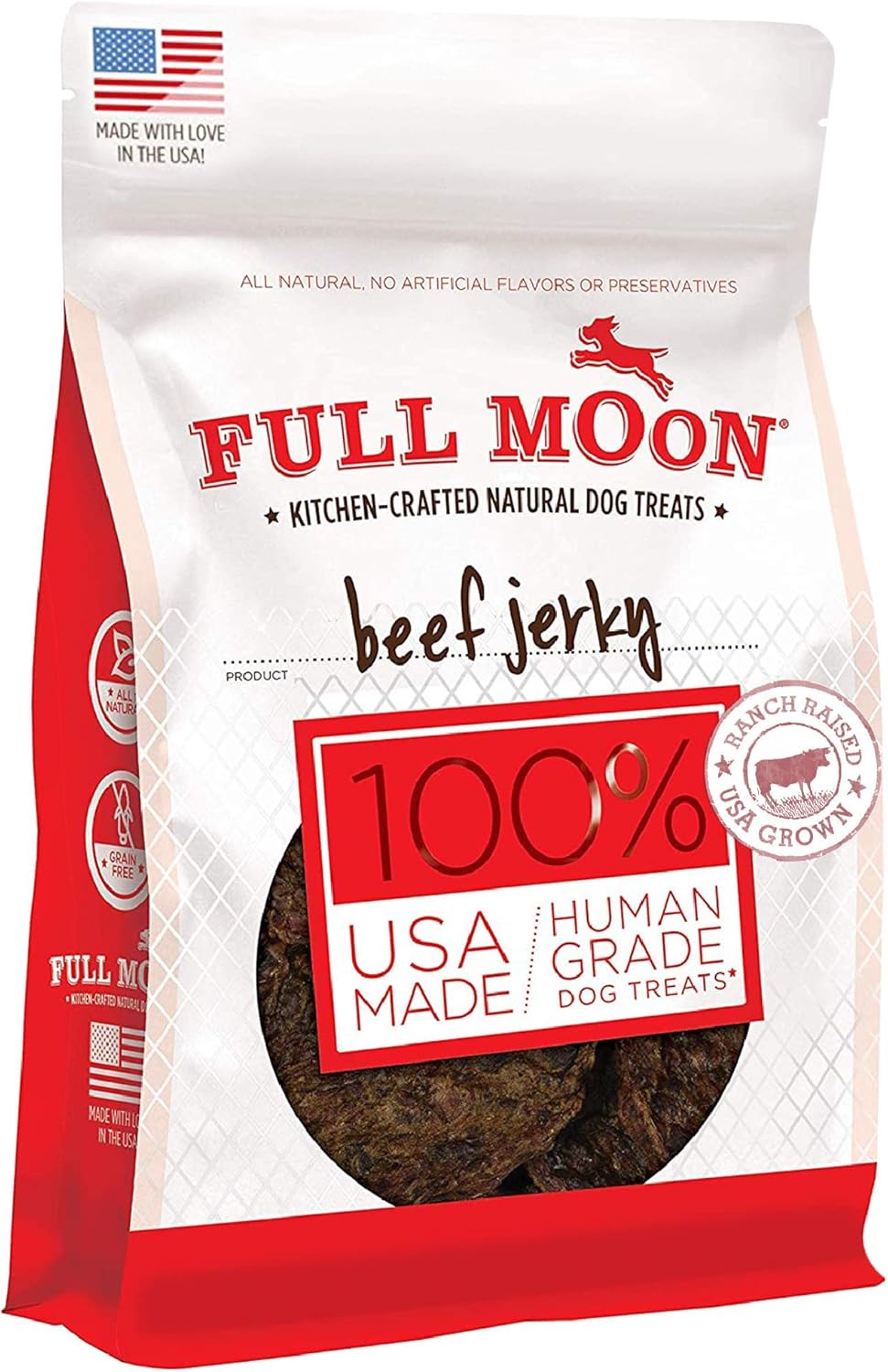 Full Moon Beef Jerky Healthy All Natural Dog Treats Human Grade Made in USA Grain Free 11 oz