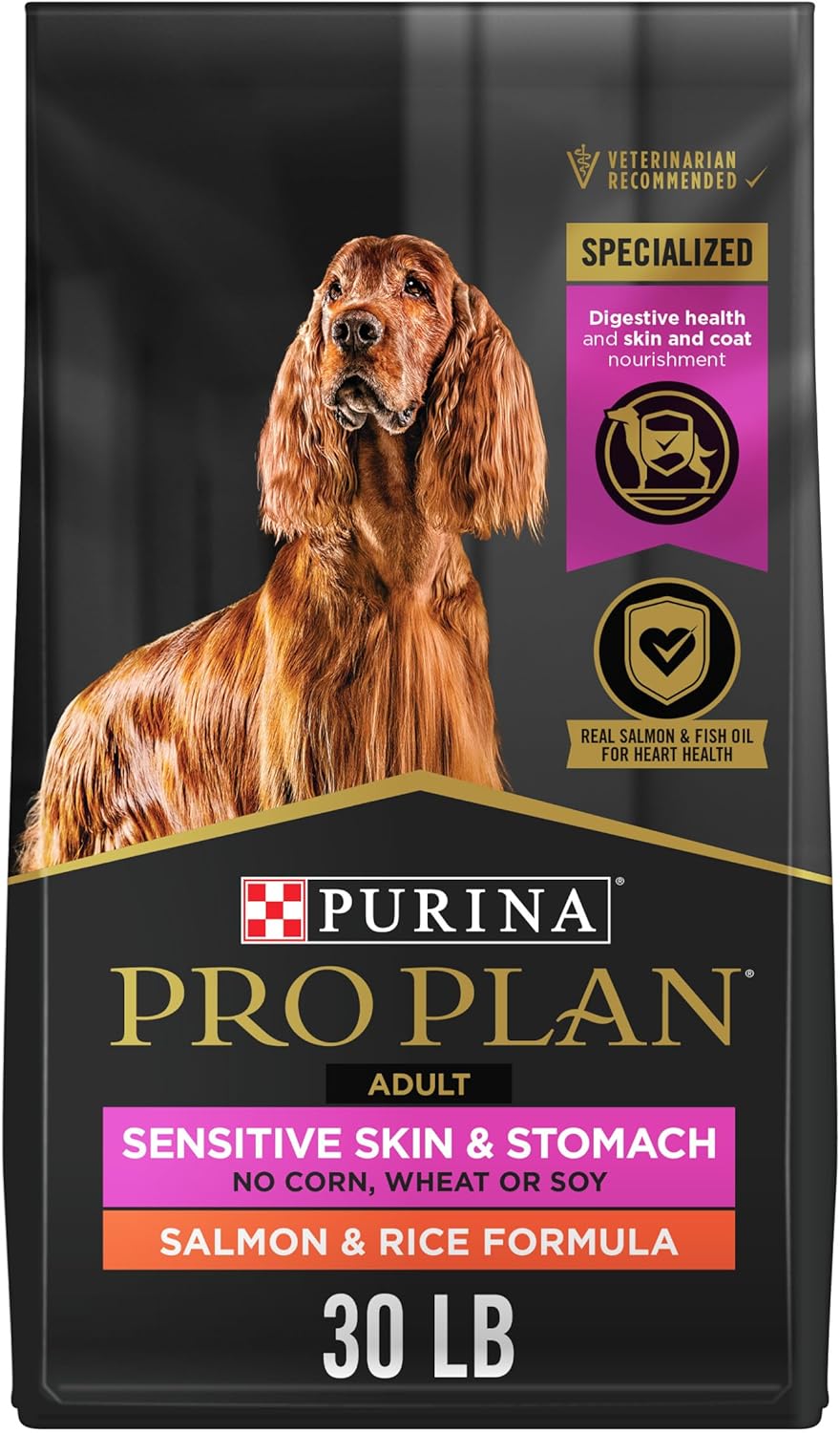 Purina Pro Plan Sensitive Skin and Stomach Dog Food Salmon and Rice Formula - 30 lb. Bag