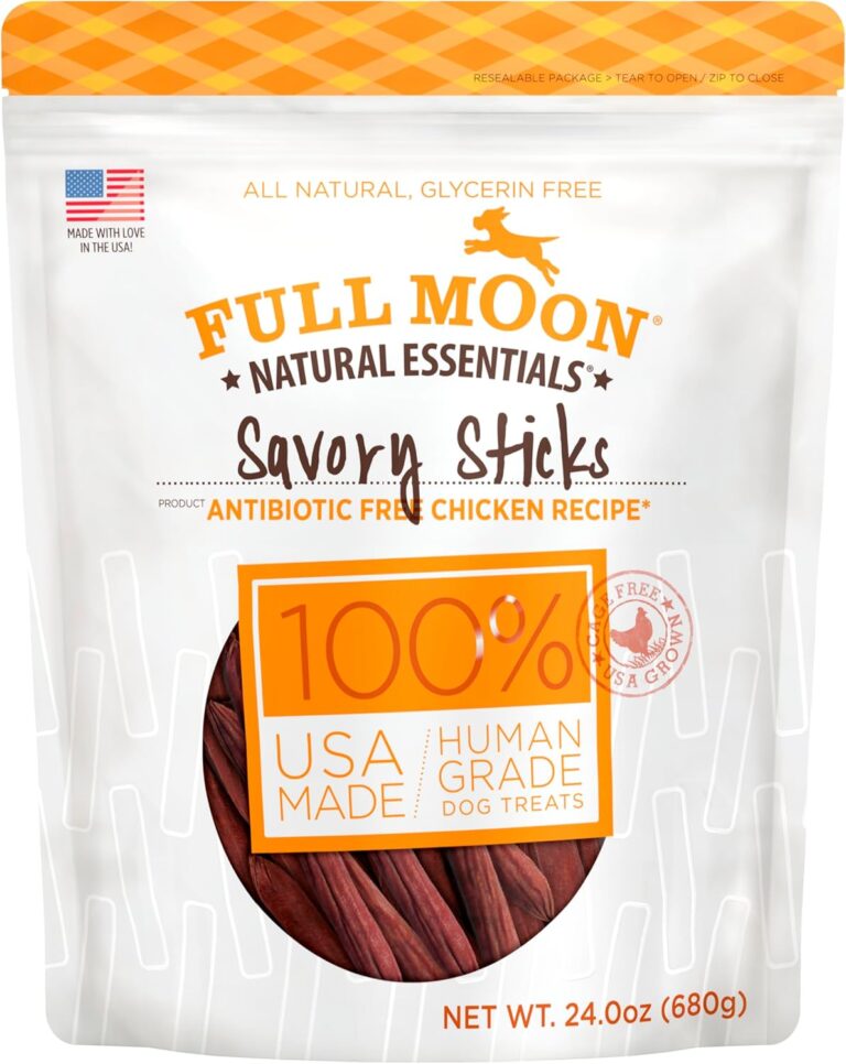 Full Moon All Natural Human Grade Dog Treats, Essential Chicken Savory Sticks, 24 Ounce