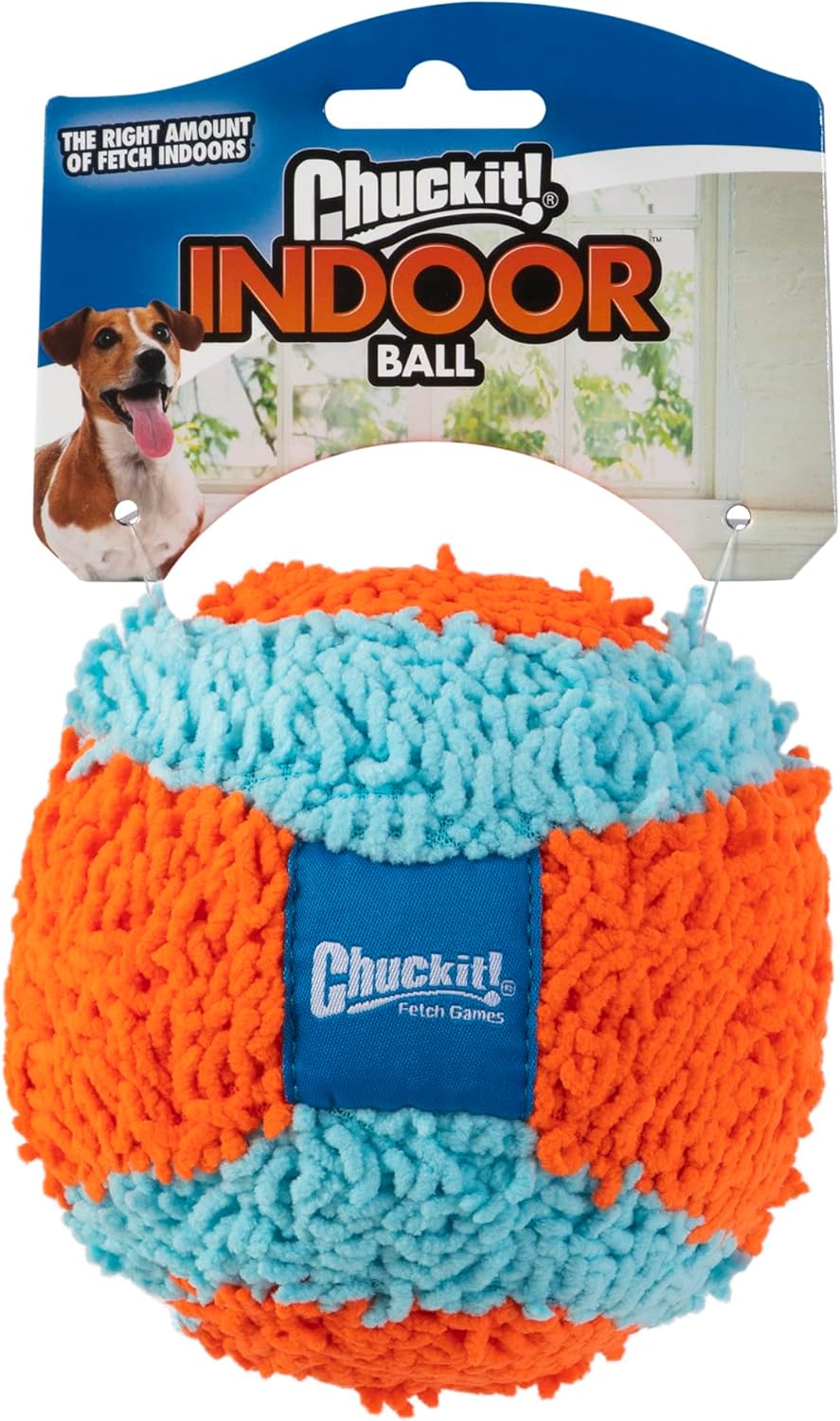 Chuckit! Indoor Fetch Ball Dog Toy (4.75 Inch), Orange and Blue