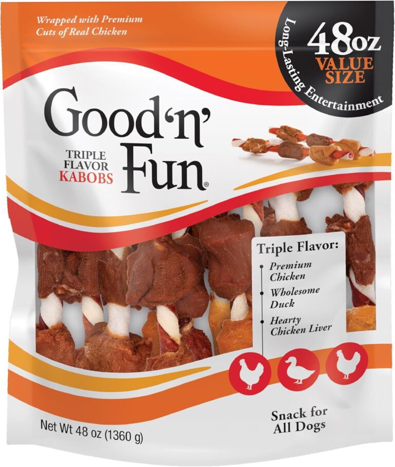 Good'n'Fun Triple Flavor Kabobs 48 Ounce, Rawhide Snack for All Dogs