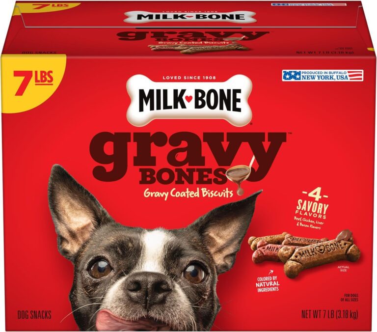 Milk-Bone Gravy Bones Dog Treats with 4 Savory Meat Flavors Coated in Gravy, 7 Pound