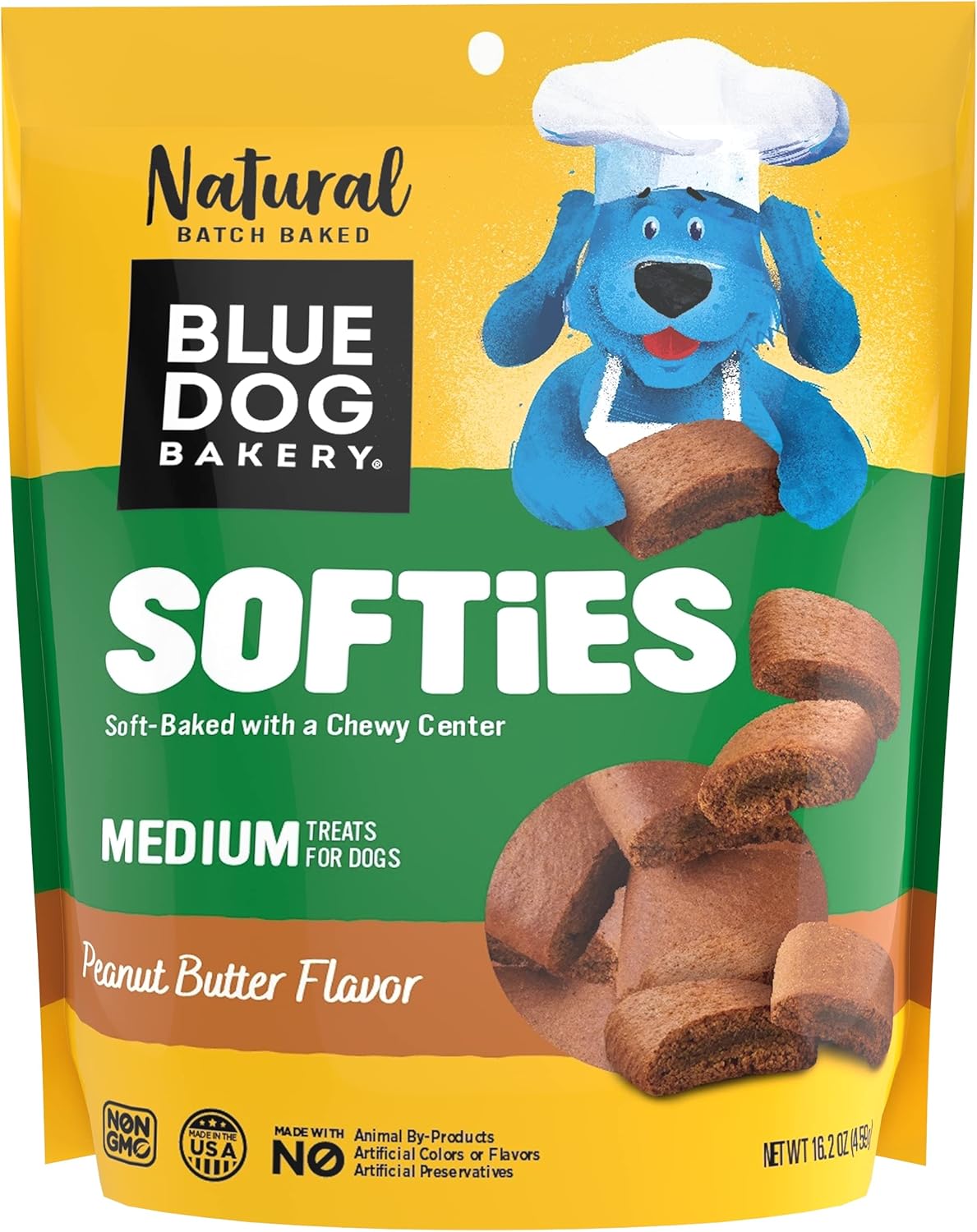 Blue Dog Bakery Natural Dog Treats, Softies, Peanut Butter Flavor, 16.2oz Bag, 1 Bag